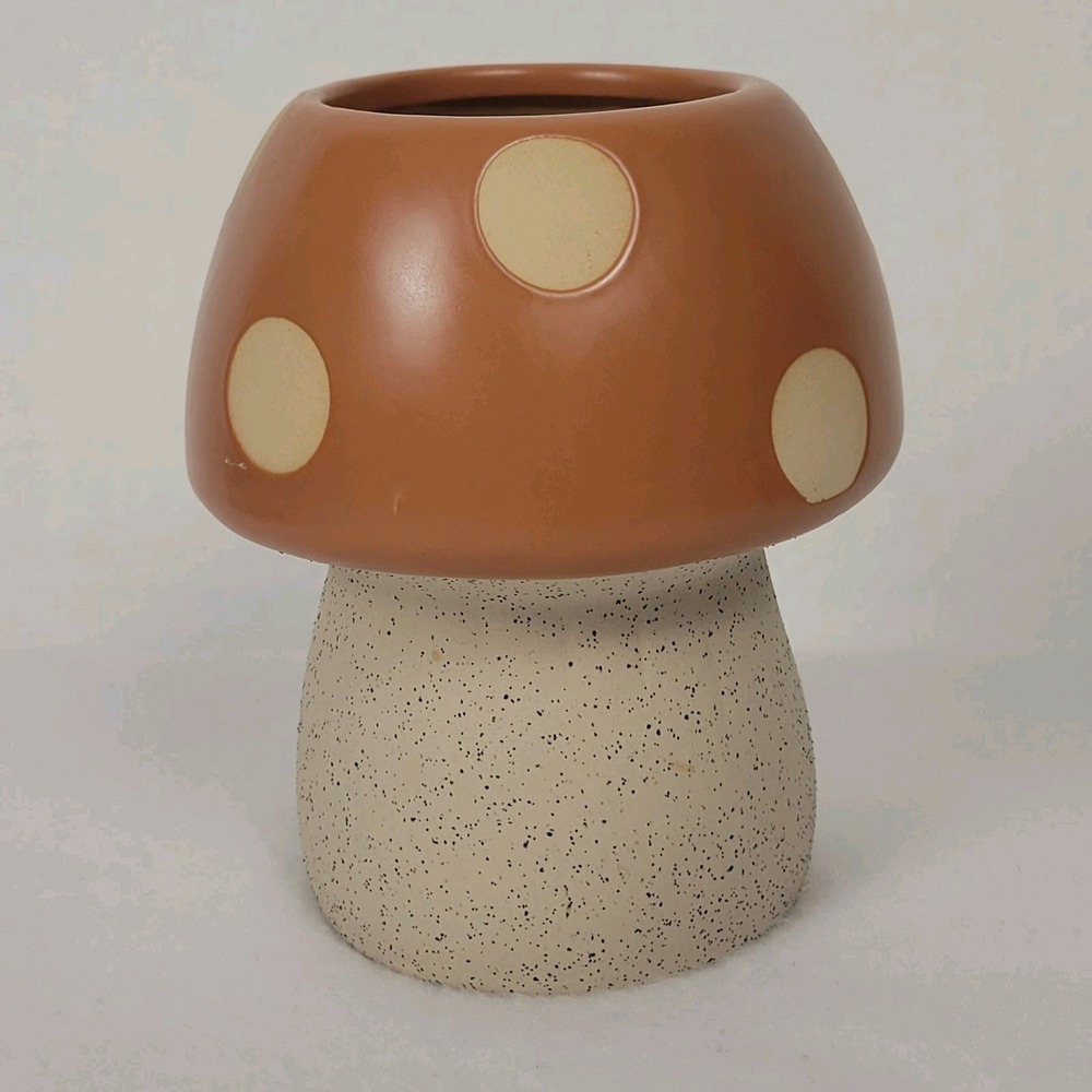Ceramic Mushroom Vase Planter Speckled Cottagecore Decor Pot Succulent Floral